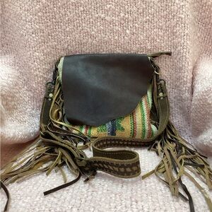 Myra Bag Bohemian Striped Fringe Crossbody Bag